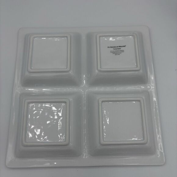 St Nicholas Square Serving Platter Plate Tis The Season 4 Compartment Square - Picture 5 of 6
